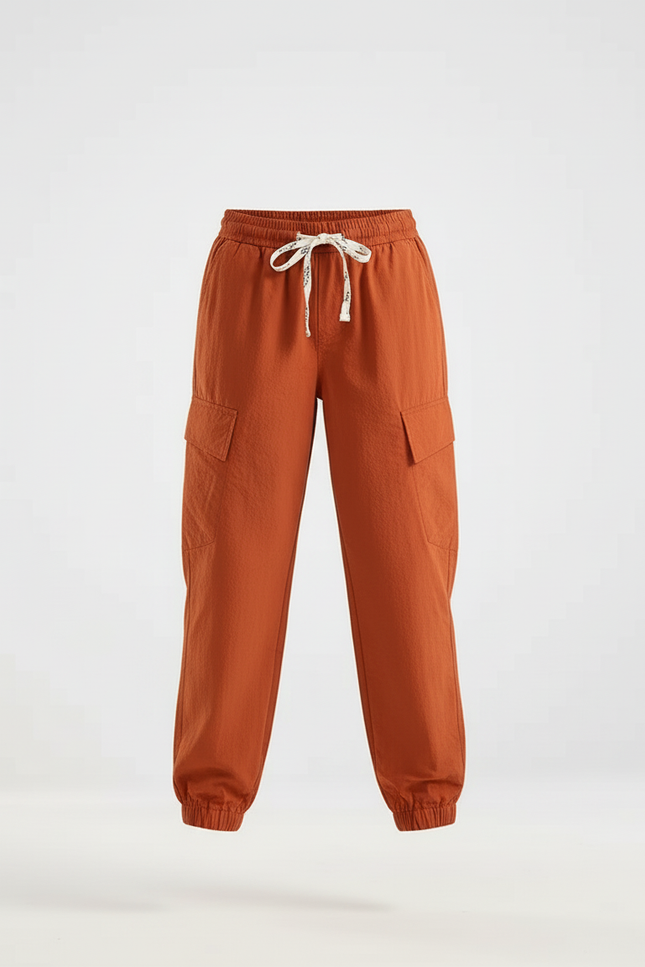 Pantalon Cargo Orange Coton Ample Décontracté Fille - vue 3