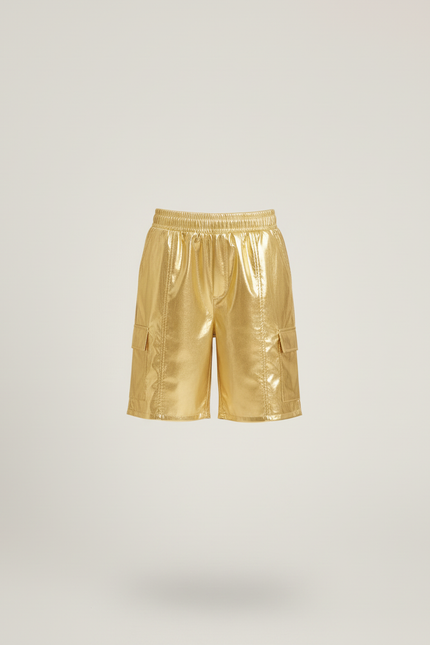Pantalon Cargo Métallique Doré Brillant Fille Elastique - Simili cuir - vue 3