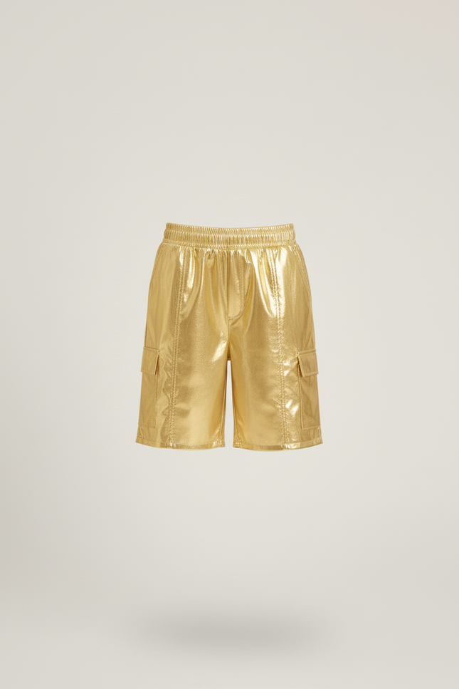Pantalon Cargo Métallique Doré Brillant Fille Elastique - Simili cuir - vue 3