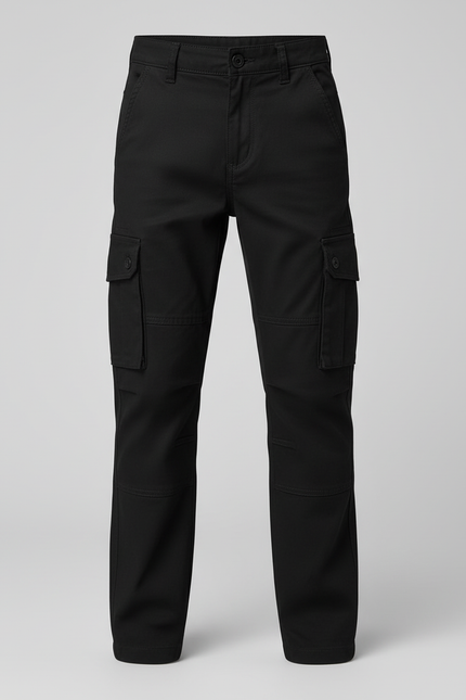 Pantalon Cargo Noir Coton Multipoches Décontracté Garçon - vue 3