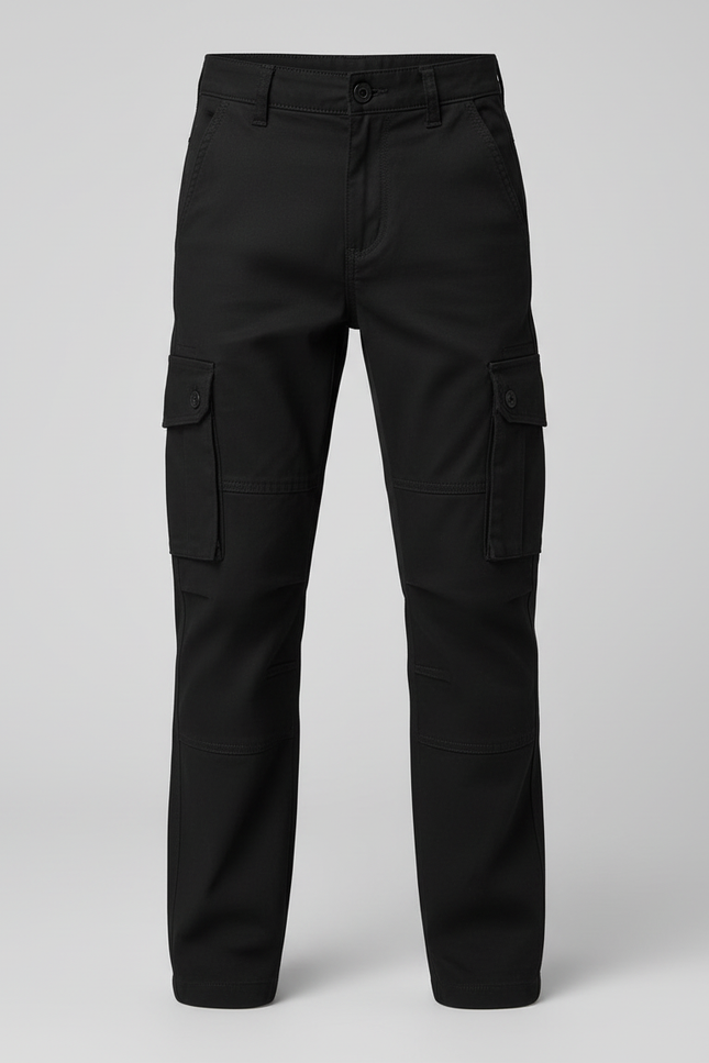 Pantalon Cargo Noir Coton Multipoches Décontracté Garçon - vue 3
