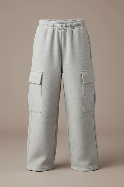 Pantalon Cargo Gris Ample Molletonné Enfant Décontracté - vue 3