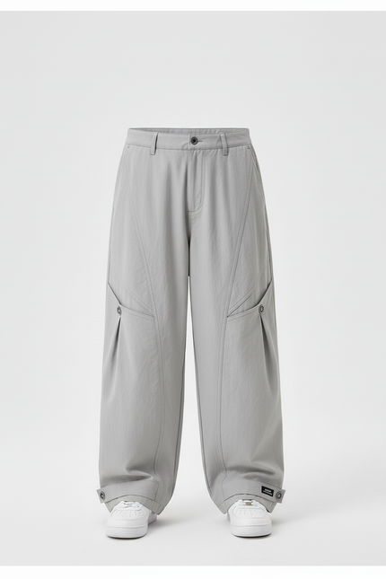 Pantalon Cargo Gris Ample Multipoches Décontracté Enfant Urbain - Gabardine - vue 3