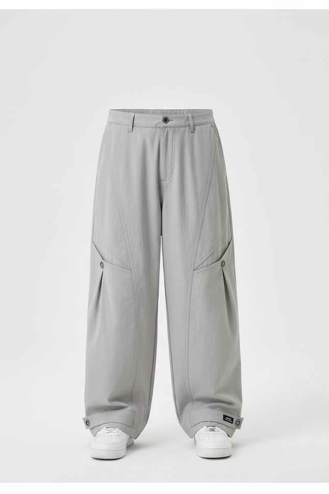 Pantalon Cargo Gris Ample Multipoches Décontracté Enfant Urbain - Gabardine - vue 3