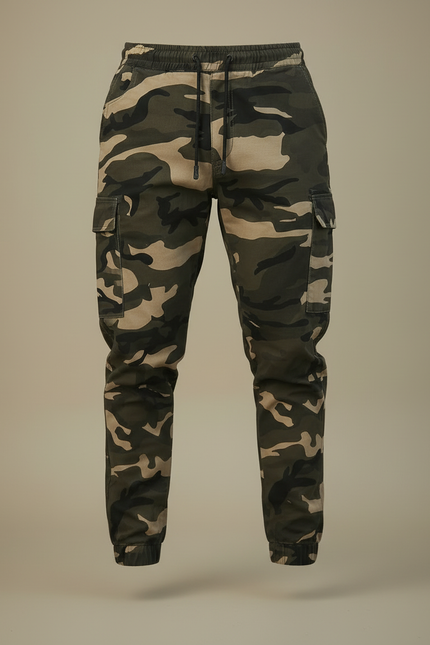 Pantalon Cargo Camouflage Homme Jogger Multipoches Décontracté - Multicolore Toile - vue 3