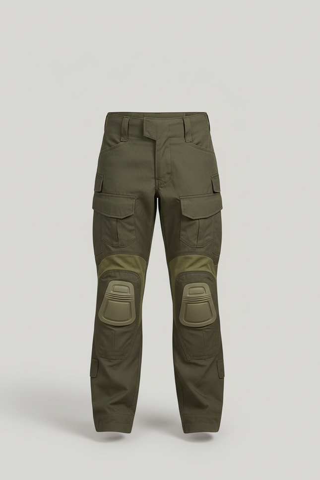 Pantalon Cargo Kaki Enfant Tactique Genouillères Renforcées - Toile - vue 3
