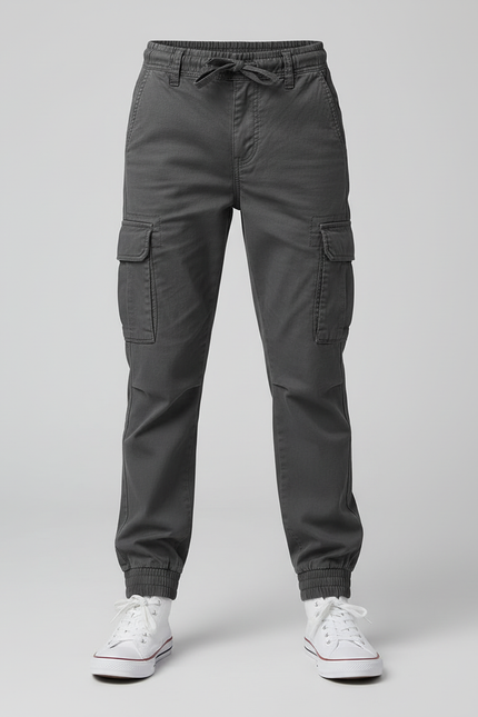 Pantalon Cargo Gris Foncé Décontracté Jogger Coton Garçon - vue 3