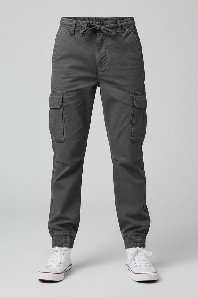 Pantalon Cargo Gris Foncé Décontracté Jogger Coton Garçon - vue 3