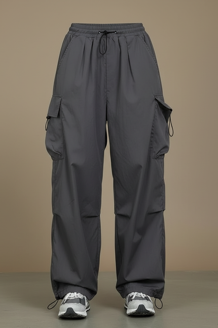 Pantalon Cargo Gris Ample Décontracté Streetwear Poches - Polyester - vue 3