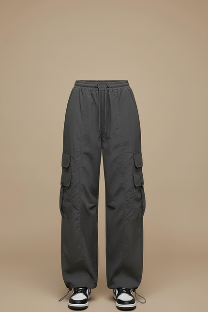 Pantalon Cargo Gris Ample Décontracté Streetwear Femme - Polyester - vue 3