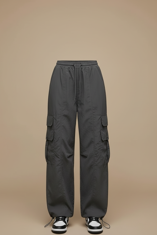 Pantalon Cargo Gris Ample Décontracté Streetwear Femme - Polyester - vue 3