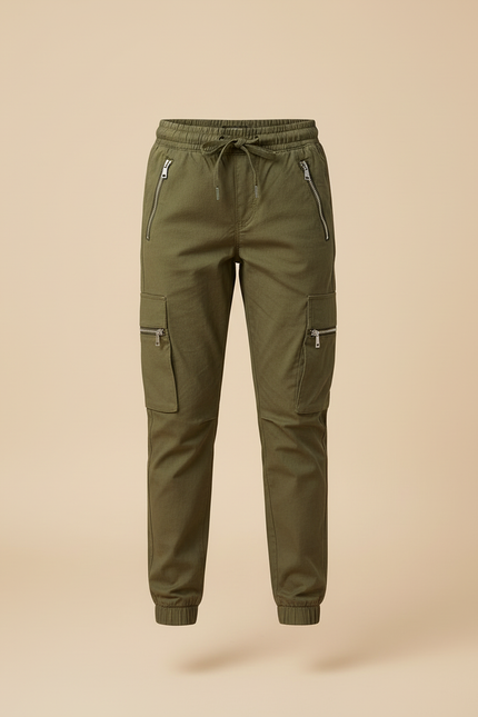 Pantalon Cargo Kaki Ample Coton Zippé Fille - vue 3