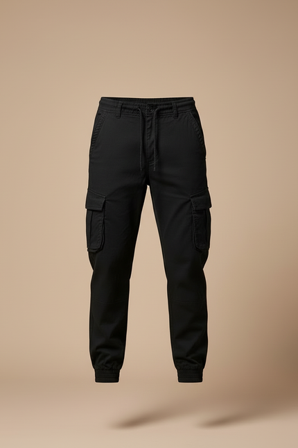 Pantalon Cargo Noir Homme Slim Multipoches Coton - vue 3