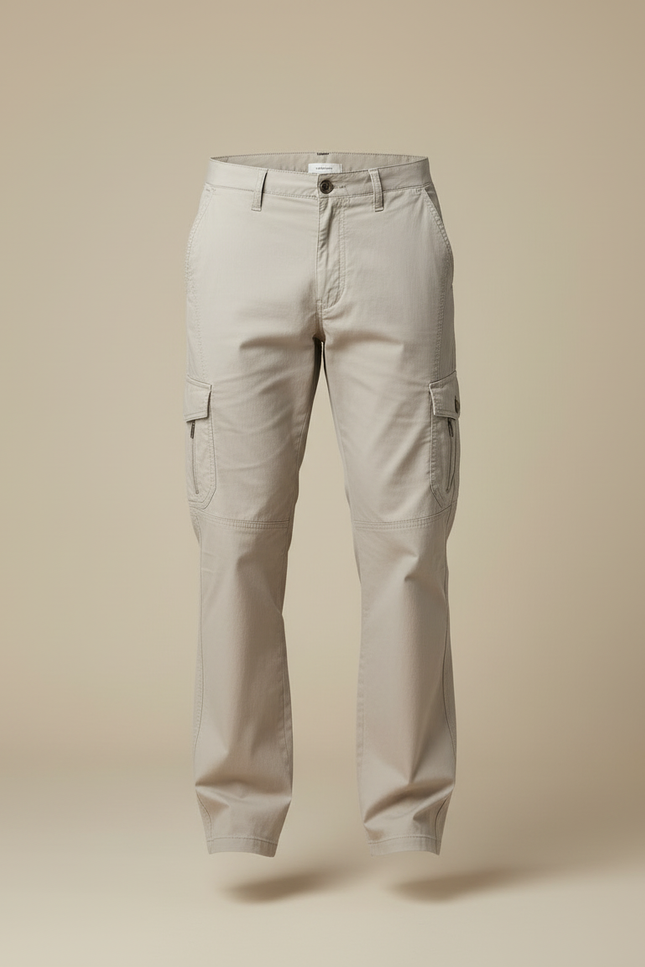 Pantalon Cargo Homme Beige Coton Multipoches Décontracté - Toile - vue 3