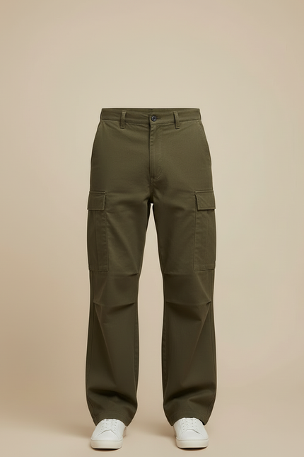 Pantalon Cargo Kaki Ample Coton Homme Décontracté - vue 3