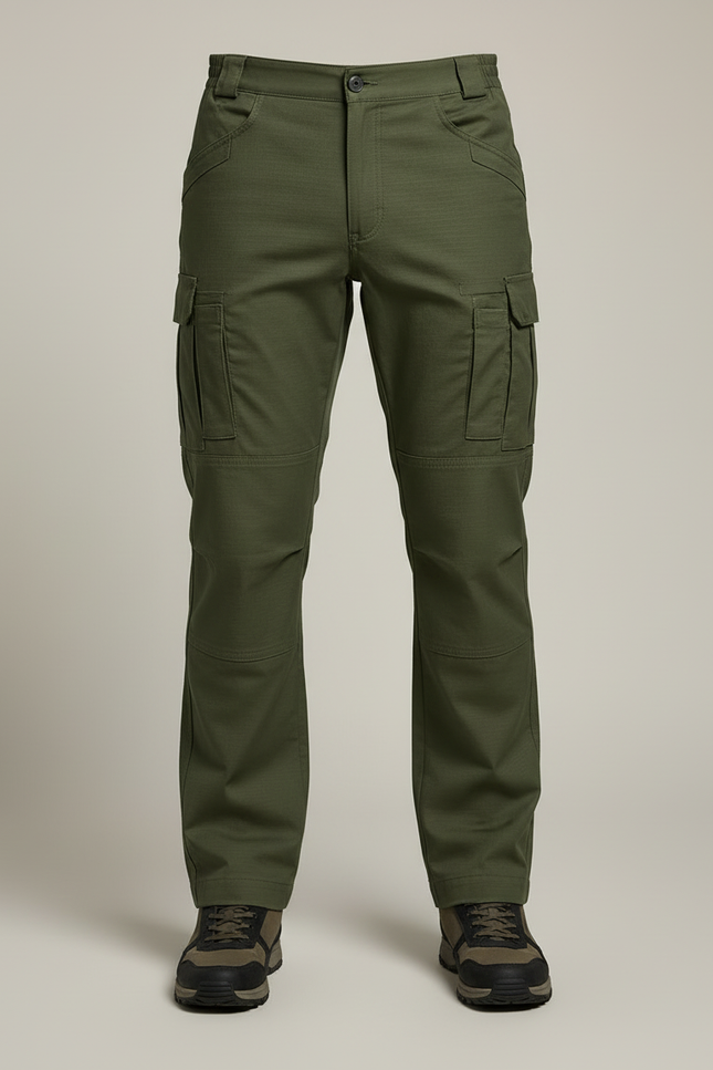 Pantalon Cargo Vert Militaire Homme Multi-Poches Tactique - Kaki Gabardine - vue 3