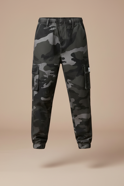 Pantalon Cargo Camouflage Gris Ample Enfant Décontracté - Toile - vue 3