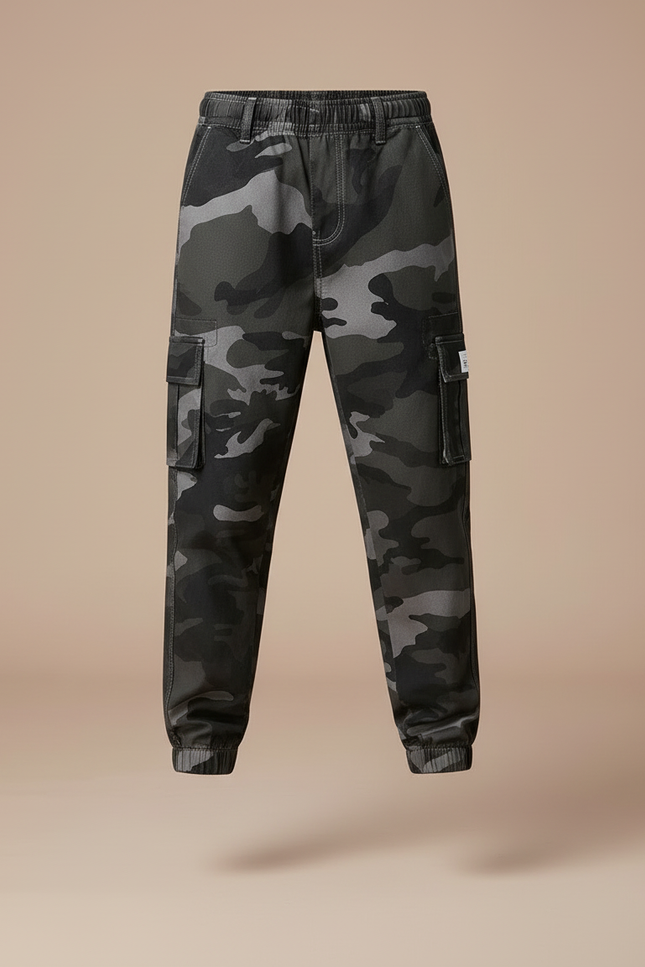 Pantalon Cargo Camouflage Gris Ample Enfant Décontracté - Toile - vue 3