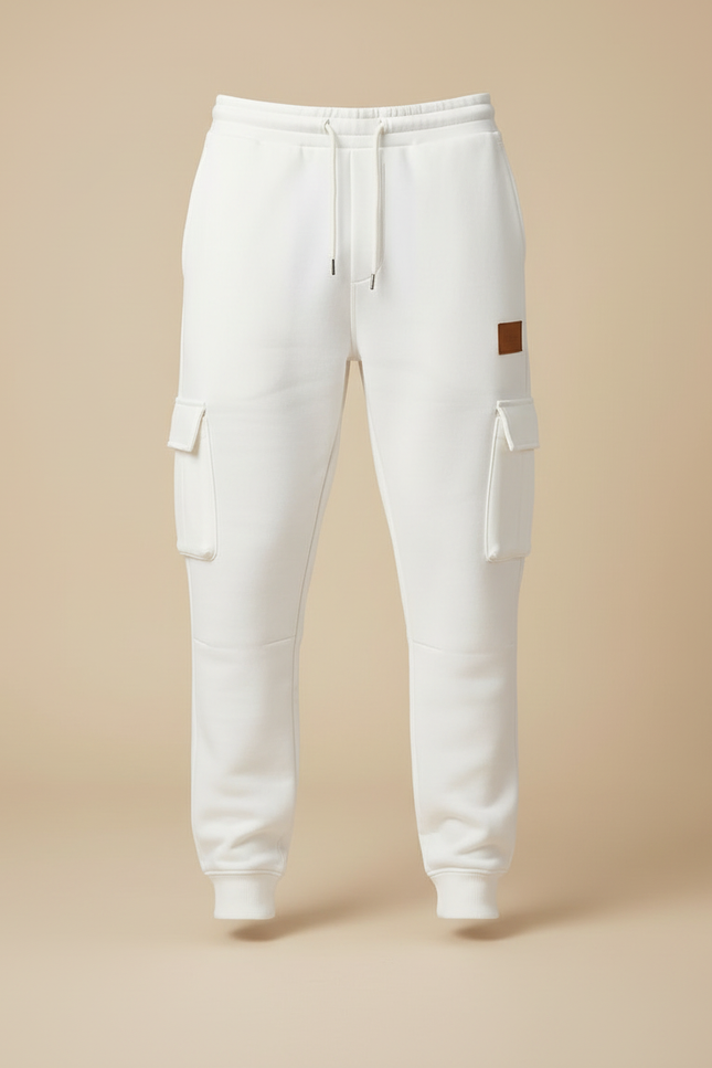 Pantalon Cargo Blanc Casual Multipoches Confortable Homme - Molleton - vue 3