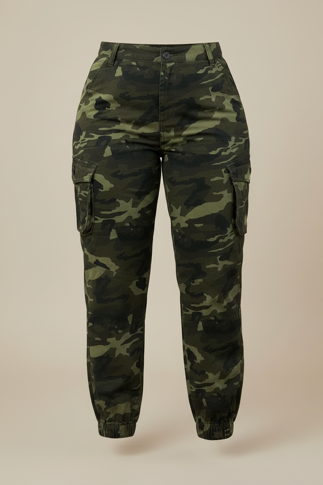 Pantalon Cargo Camouflage Militaire Ajusté Femme - Multicolore Toile - vue 3