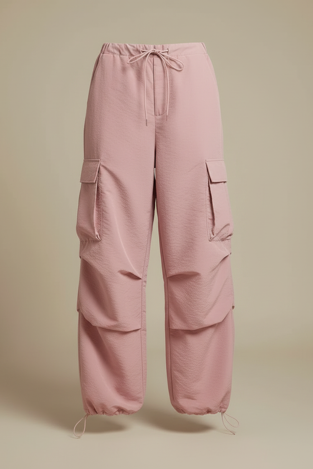 Pantalon Cargo Rose Ample Fluide Poches Femme - Polyester - vue 3