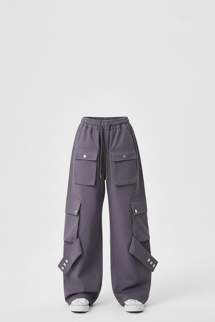 Pantalon Cargo Fille Violet Parachute Toile - vue 3