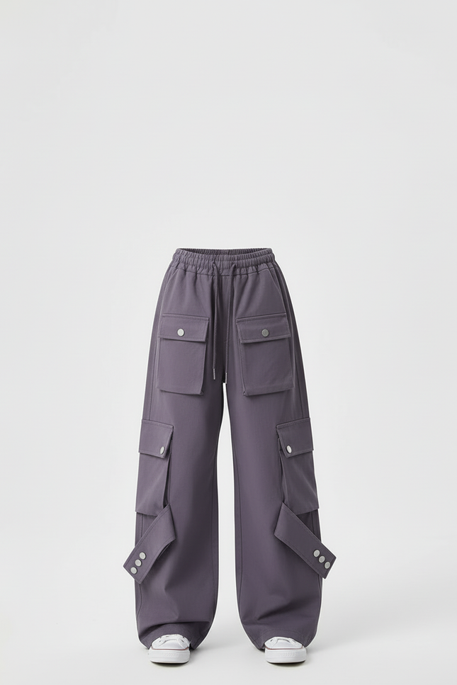 Pantalon Cargo Fille Violet Parachute Toile - vue 3