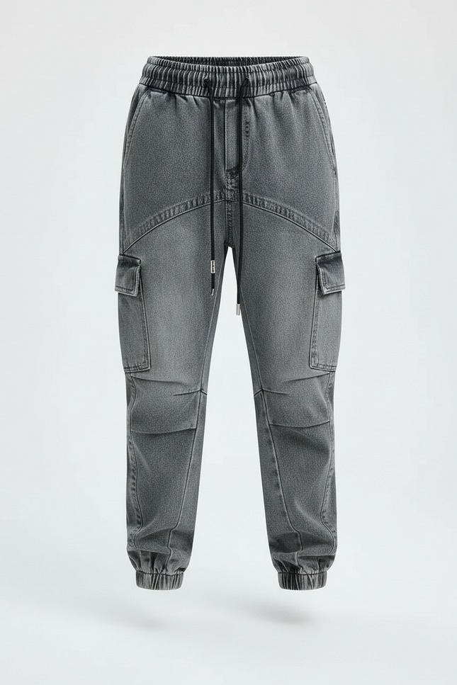 Pantalon Cargo Gris Délavé Ample Jogger Enfant - Jean - vue 3