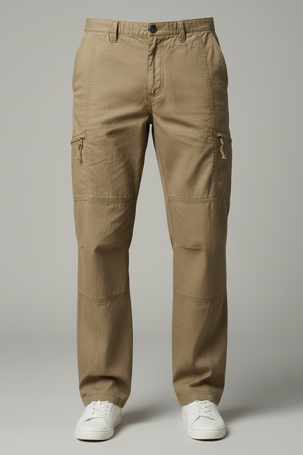 Pantalon Cargo Homme Kaki Décontracté Coton Multipoches - vue 3