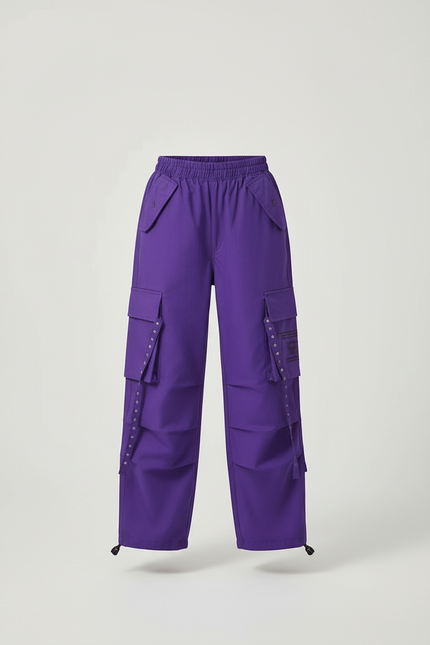 Pantalon Cargo Violet Ample Fille Poches Latérales - Toile - vue 3