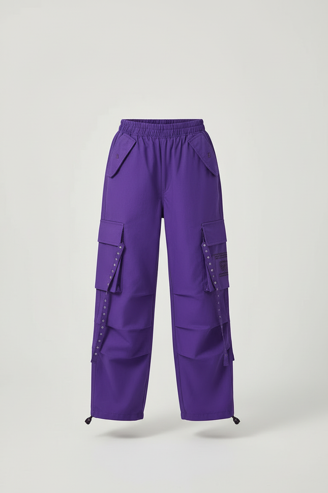 Pantalon Cargo Violet Ample Fille Poches Latérales - Toile - vue 3