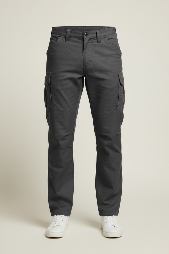 Pantalon Cargo Gris Homme Coupe Droite Décontracté - Toile - vue 3