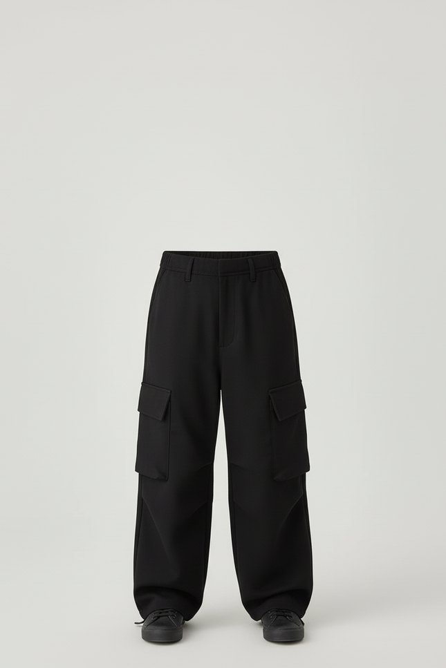 Pantalon Cargo Garçon Noir Baggy Softshell - Polyester - vue 3