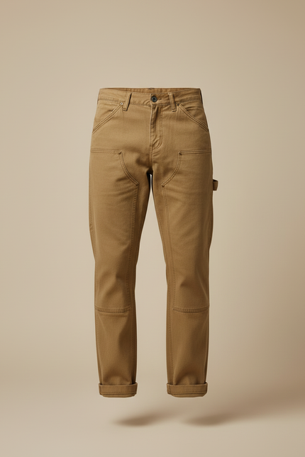 Pantalon Cargo Marron Coton Coupe Droite Homme - Toile - vue 3
