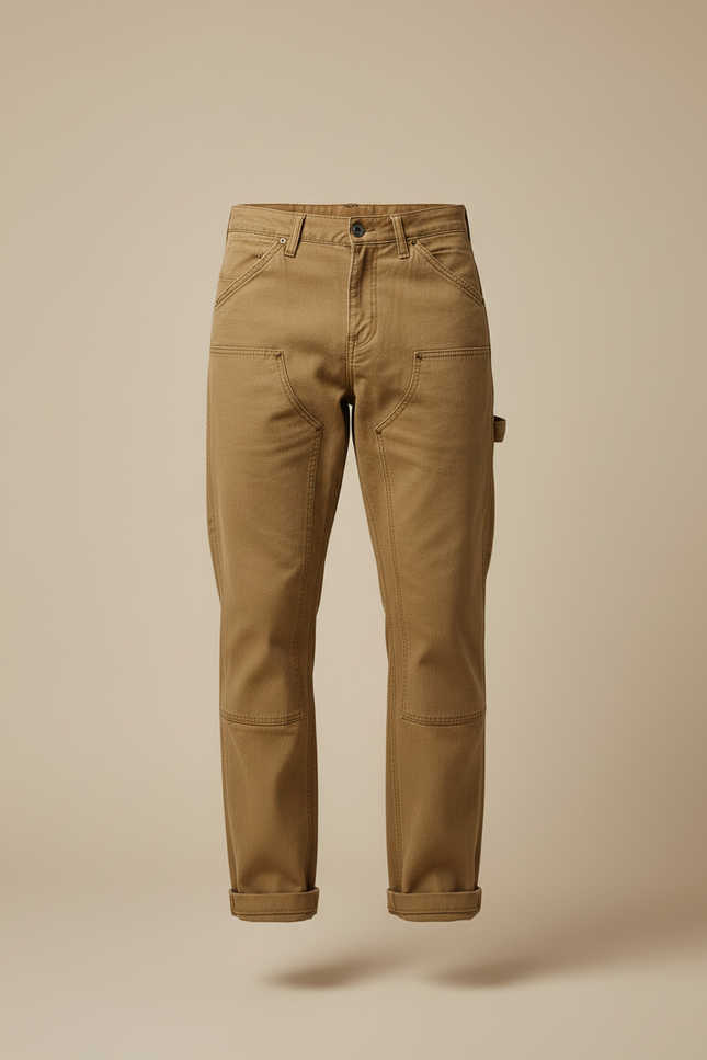 Pantalon Cargo Marron Coton Coupe Droite Homme - Toile - vue 3