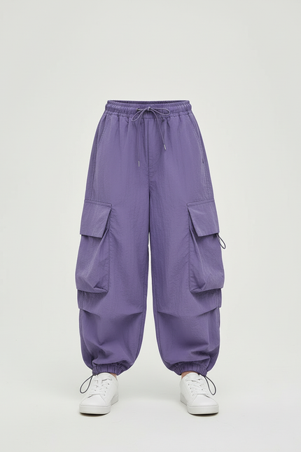 Pantalon Cargo Violet Ample Léger Enfant Décontracté - Polyester - vue 3