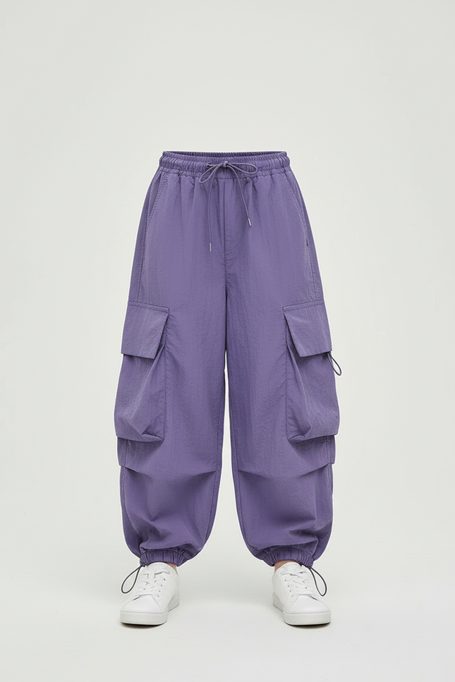 Pantalon Cargo Violet Ample Léger Enfant Décontracté - Polyester - vue 3