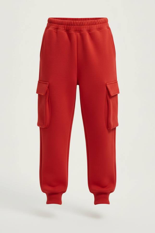 Pantalon Cargo Rouge Garçon Molletonné Décontracté - vue 3