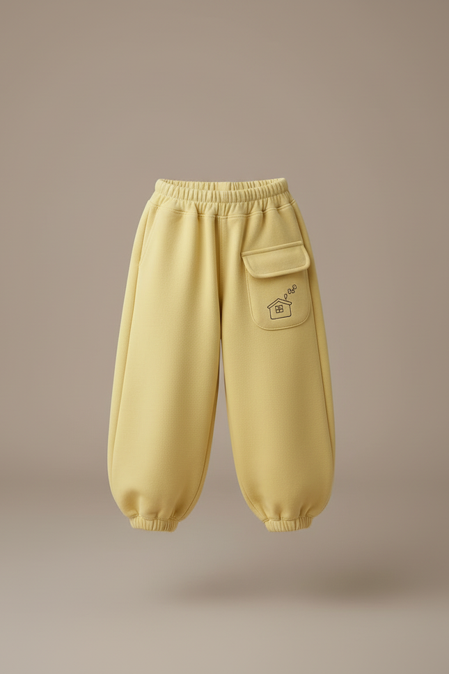 Pantalon Cargo Jaune Ample Molleton Maison Enfant - vue 3