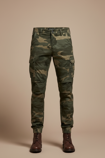 Pantalon Cargo Homme Militaire Camouflage Slim Coton - Kaki - vue 3