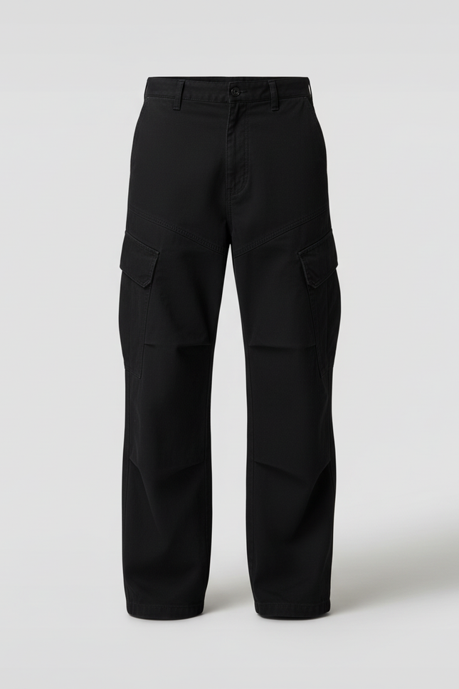 Pantalon Cargo Noir Ample Homme Multipoches - Toile - vue 3