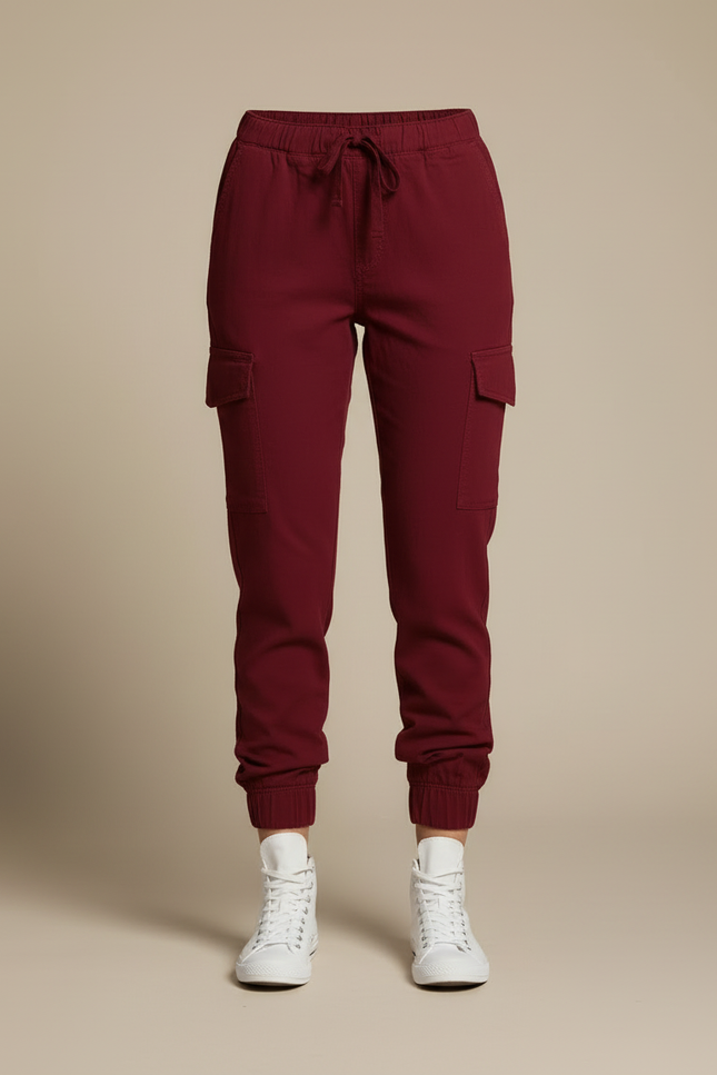 Pantalon Cargo Coton Stretch - Bordeaux - vue 3
