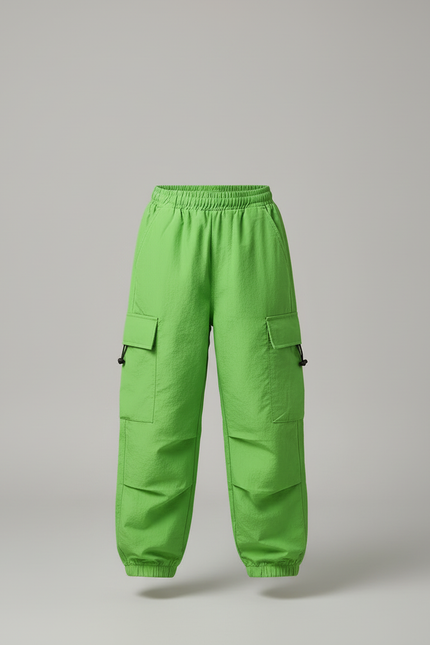 Pantalon Cargo Vert Vif Ample Multipoches Enfant - Polyester - vue 3
