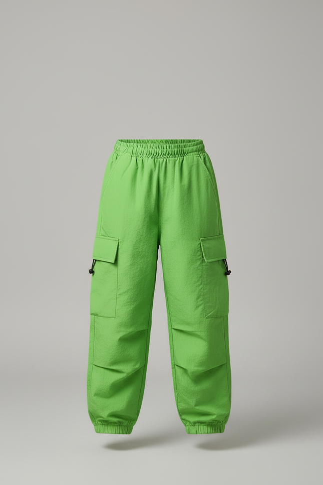Pantalon Cargo Vert Vif Ample Multipoches Enfant - Polyester - vue 3