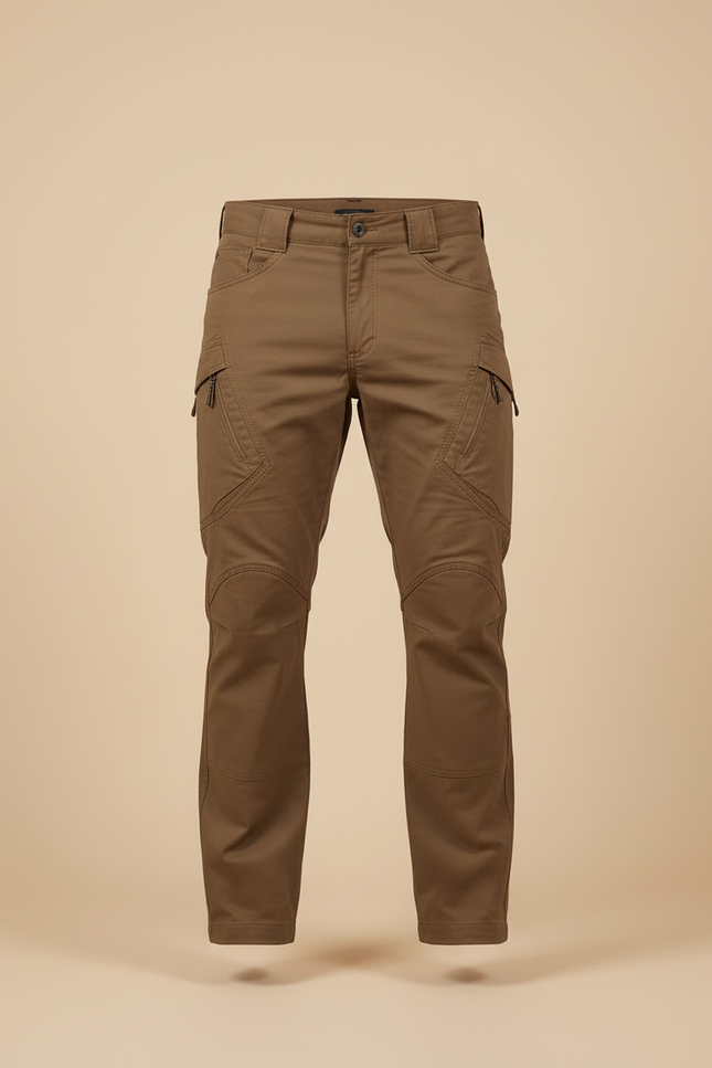 Pantalon Cargo Marron Tactique Multipoches Résistant Homme - Toile - vue 3