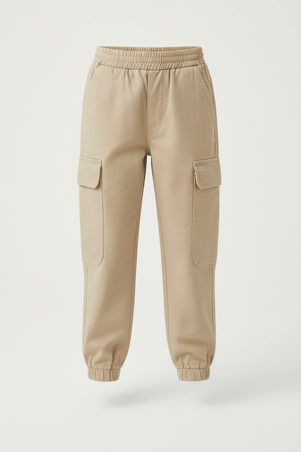 Pantalon Cargo Beige Ample Poches Enfant Coton - vue 3