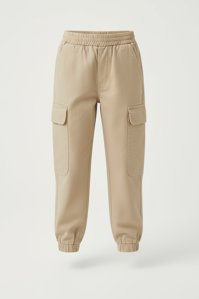 Pantalon Cargo Beige Ample Poches Enfant Coton - vue 3