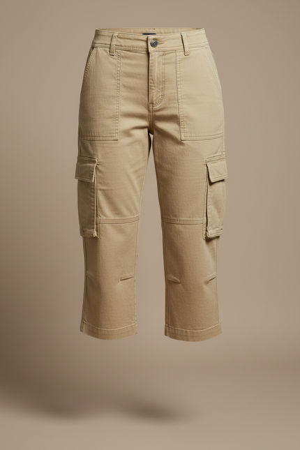 Pantalon Cargo 3/4 Femme - Beige Gabardine - vue 3