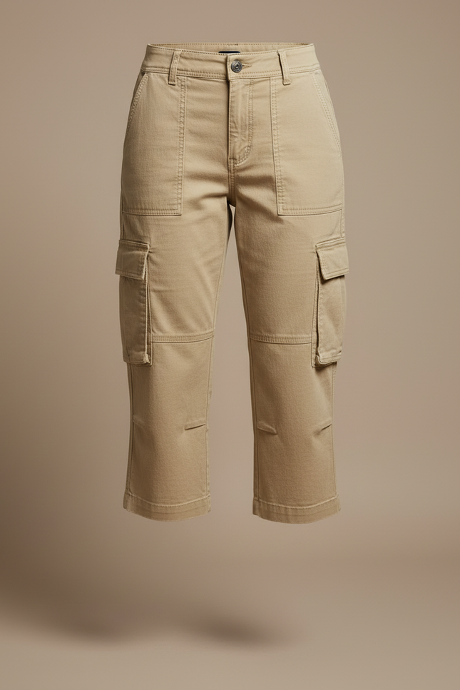 Pantalon Cargo 3/4 Femme - Beige Gabardine - vue 3