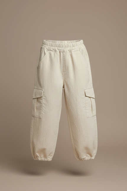 Pantalon Cargo Beige Coton Ample Poches Enfant - vue 3